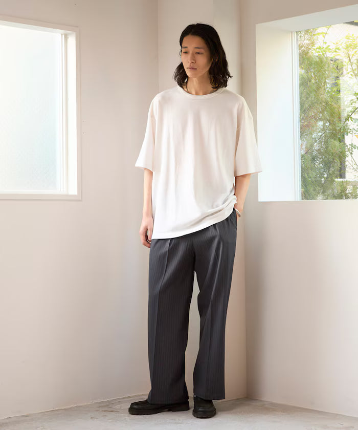 Wide Straight Silhouette One-Tuck Slack Pants