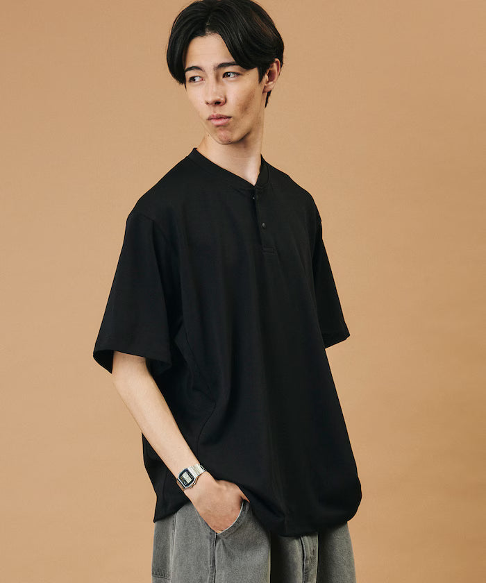 SUPER ICE / Super Ice Henry Neck Spindle T-Shirt Contact Cold Sensation / Quick Drying / UV Cut