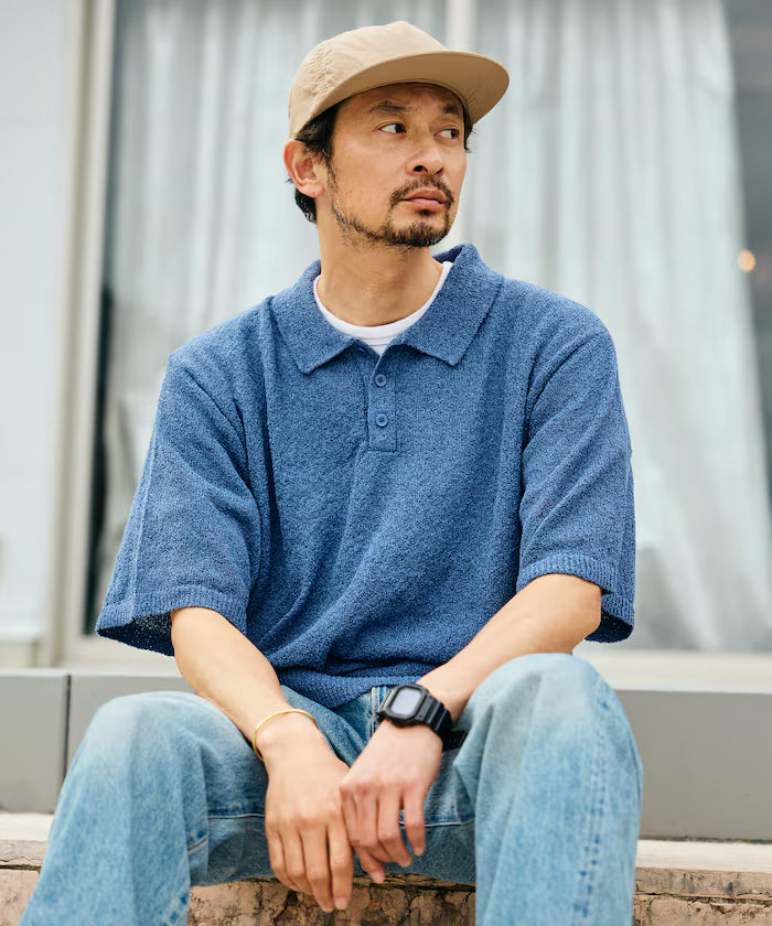 Dry Touch Boucle Yarn Knit Polo Shirt