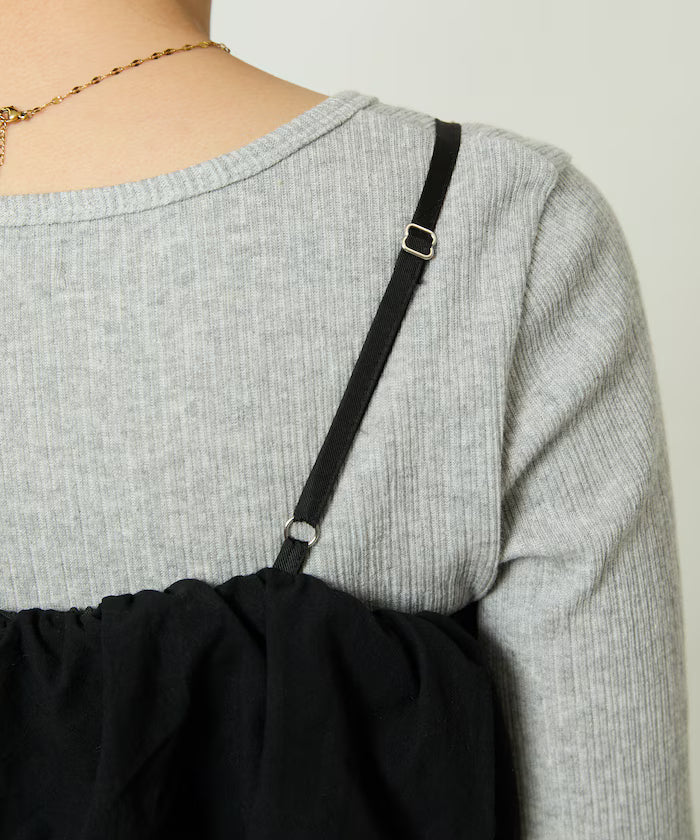 Mixed Material Shirring Satin Dress Limited Release