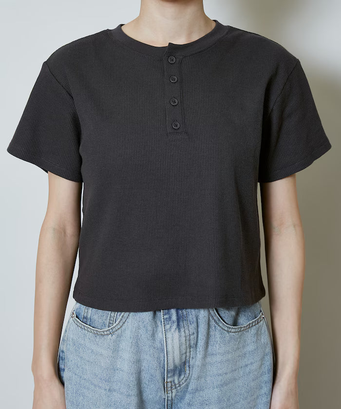 Light Waffle Henley Neck T-Shirt Limited Edition