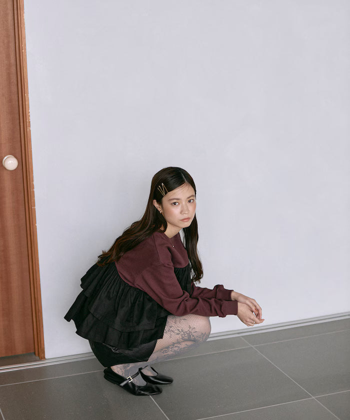 Organic Cotton Docking Frill Sweat / Relaxed Fit / Backed Sweat