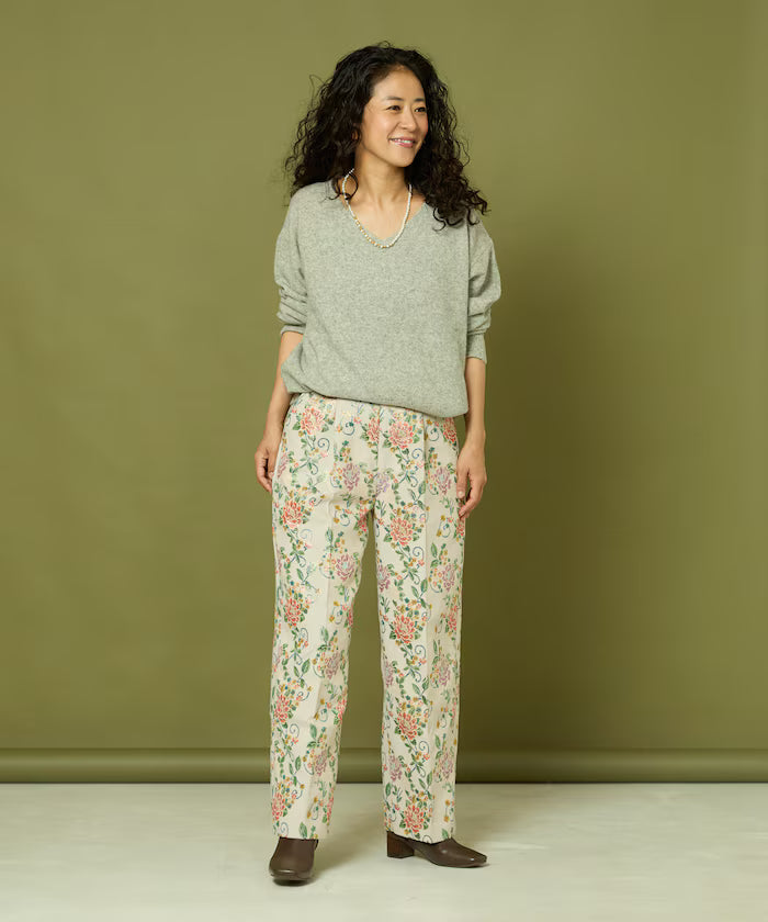 Flower Jacquard Wide Pants