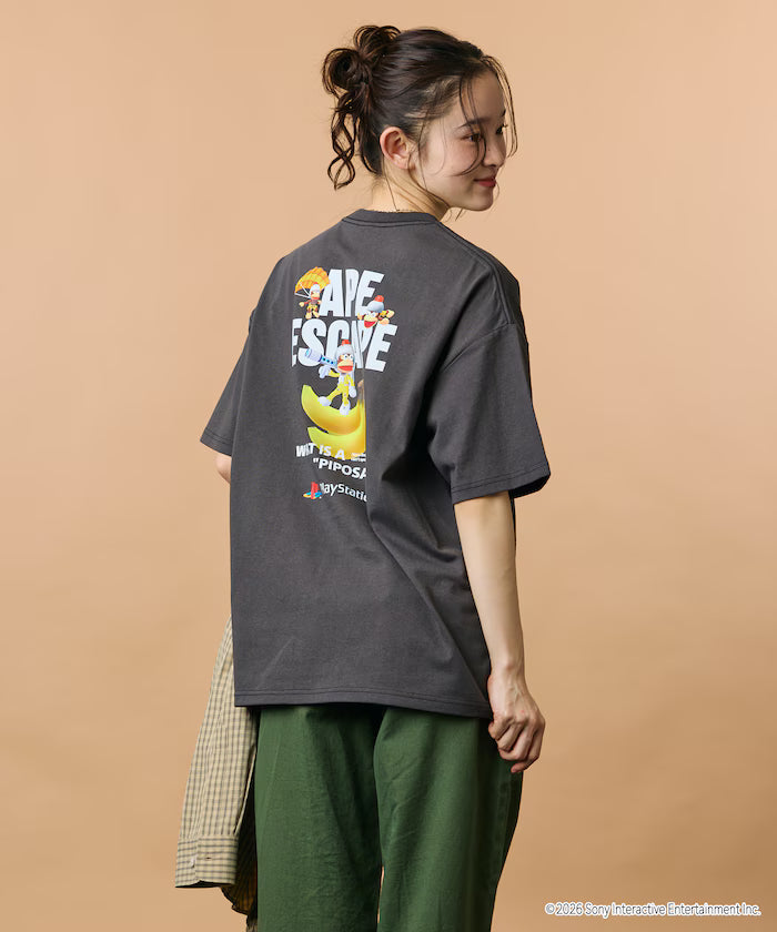 Big Silhouette Back Print Crew Neck T-Shirt/PlayStation Ape Escape 【Limited Edition】