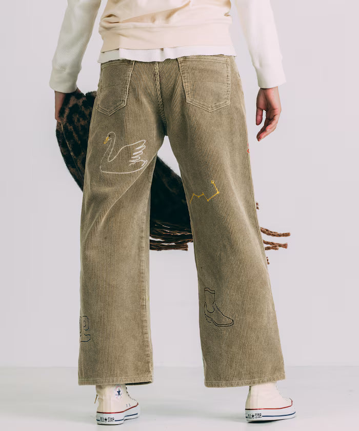 Chain Stitch Corduroy Pants