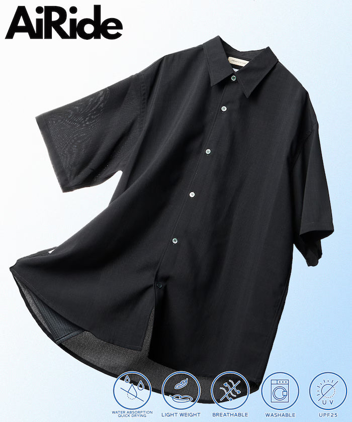 AiRide/AiRide Relax Fit Short Sleeve Regular Collar Shirt/Pocketable/Quick Drying/UV Cut [Limited Edition] - Charcoal Gray