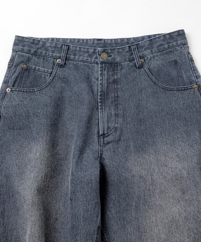 Wide Silhouette Curve Denim Pants One Wash