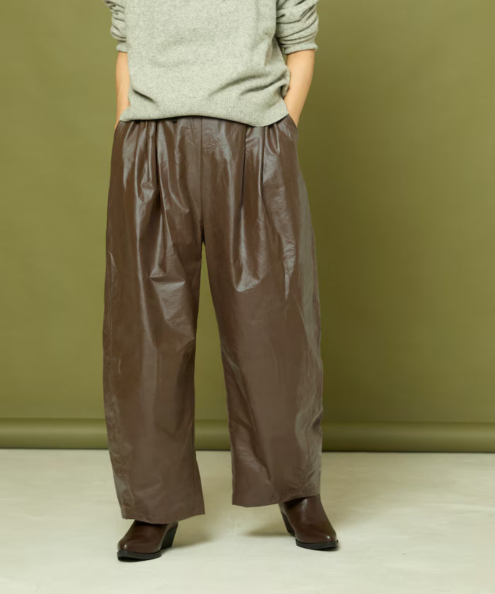 Leatherette Easy Tuck Pants