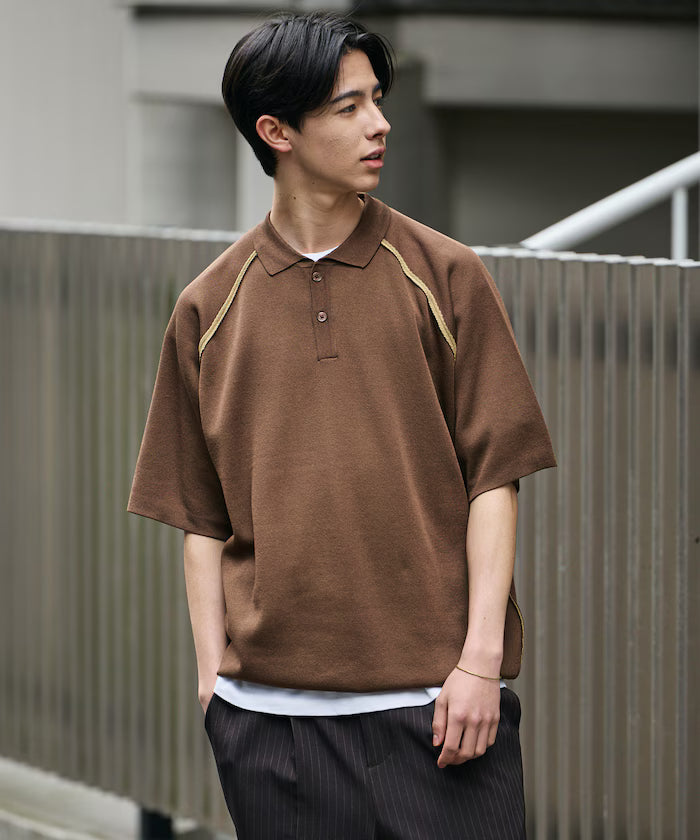 COOL TOUCH Double Face Color Polo Neck Knit Pullover Contact Cooling