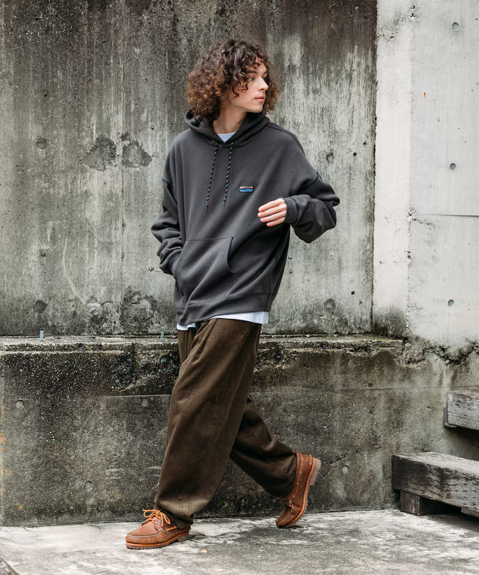 Big silhouette one-point logo pullover hoodie/hem cord/back brushed 【limited edition】