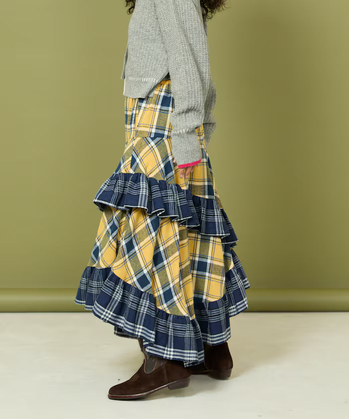 Nell Check Asymmetrical Frill Skirt