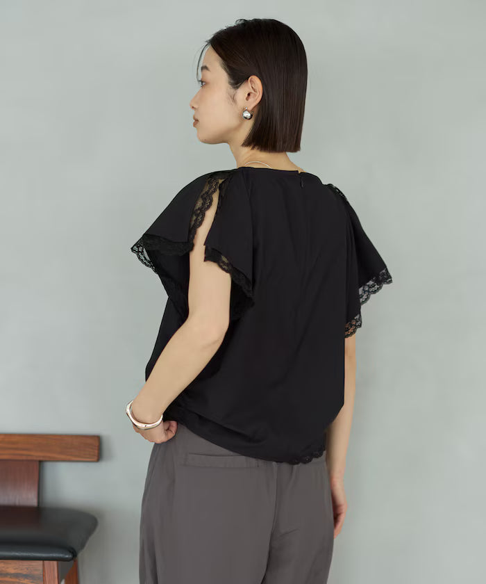 Handkerchief Sleeve Shirring Blouse