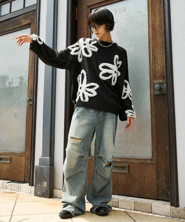 Boucle Flower Pattern Pullover Knit [Limited Edition]