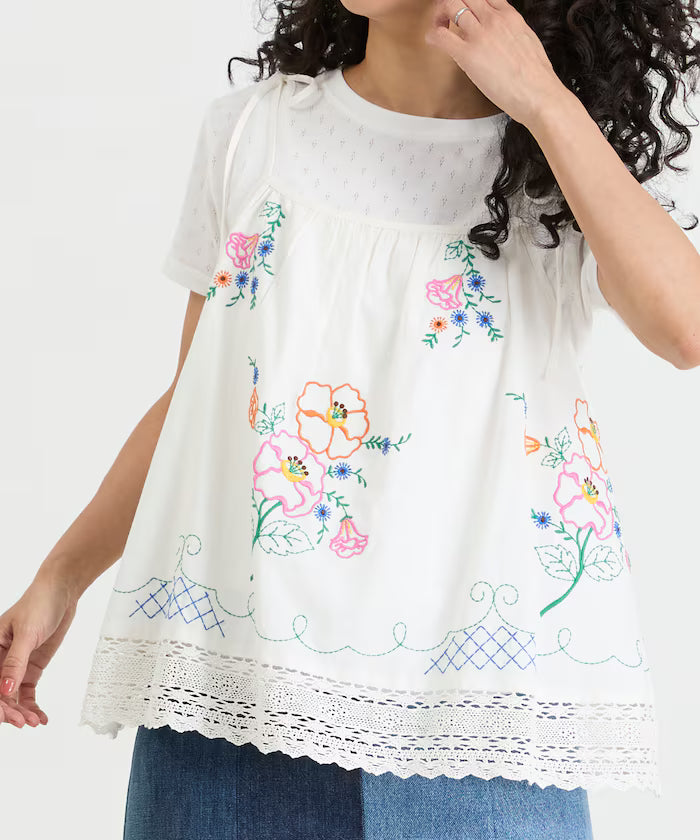 India Shoulder Ribbon Embroidered Remake Style Camisole