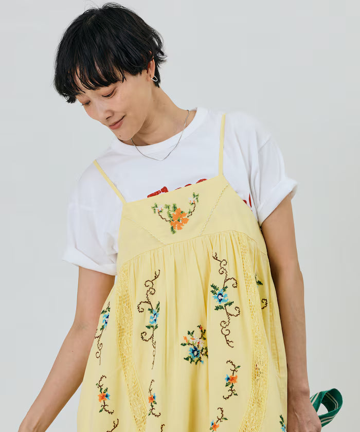 India Flower Cross Stitch Lace Camisole Dress