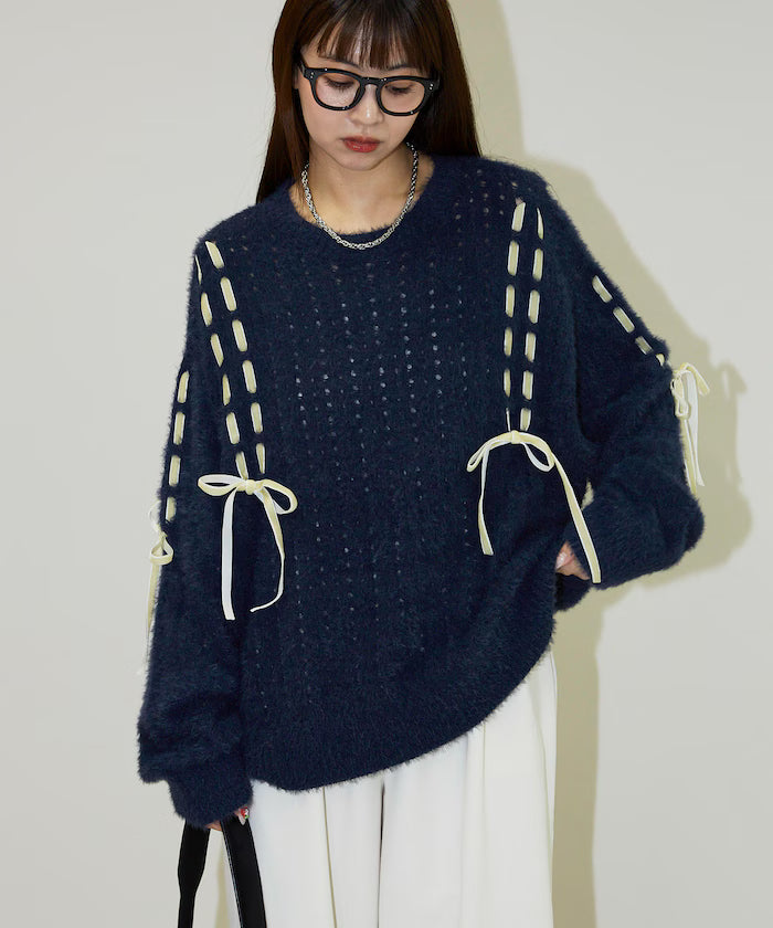 Velvet Ribbon Woven Feather Knit Limited Edition