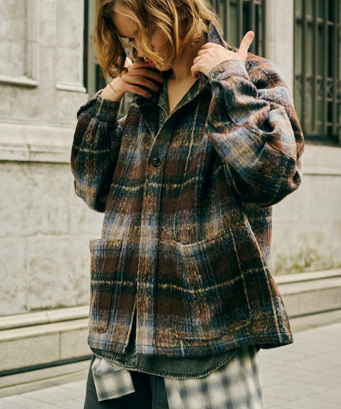 Shaggy Over Check Jacket [Limited Edition] - Brown