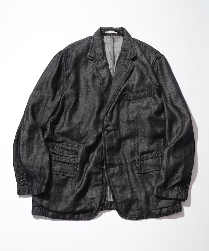 French Linen Denim Tailored Jacket - Black