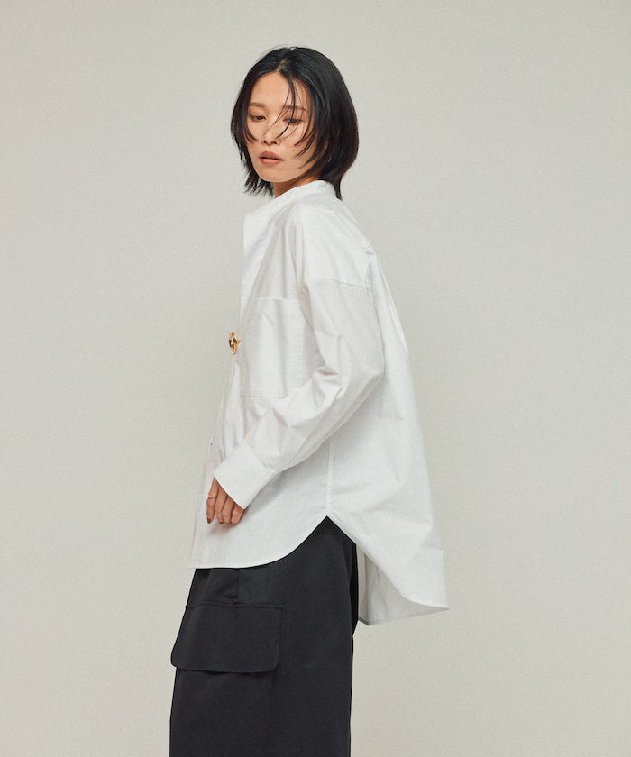 Oversized Long Sleeve Brooch Shirt