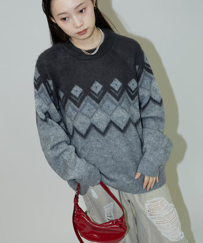 Jacquard Mohair Touch Knit Pullover Limited Edition