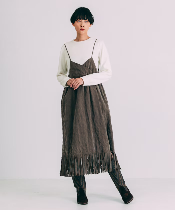 Fade-Processed Fringe Mini Dress