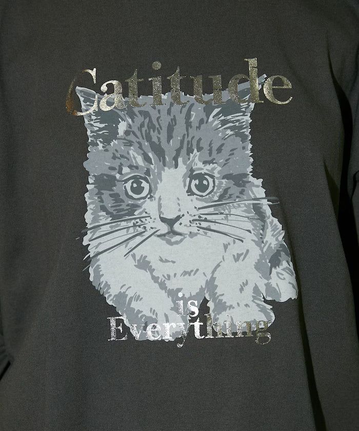 Handwritten-style Cat Print Foil Logo Long Sleeve T Limited Edition