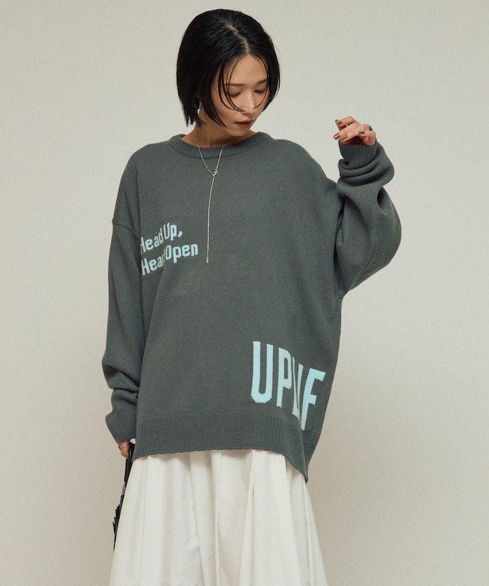 Sweat-like Lettered Knit / Jacquard Knit