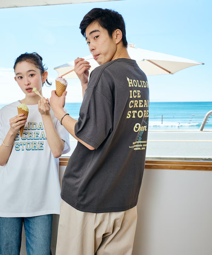 HOLIDAY ICECREAM×FREAK'S STORE Collaboration Big Silhouette Back Print Crew Neck T-Shirt [Limited Edition]