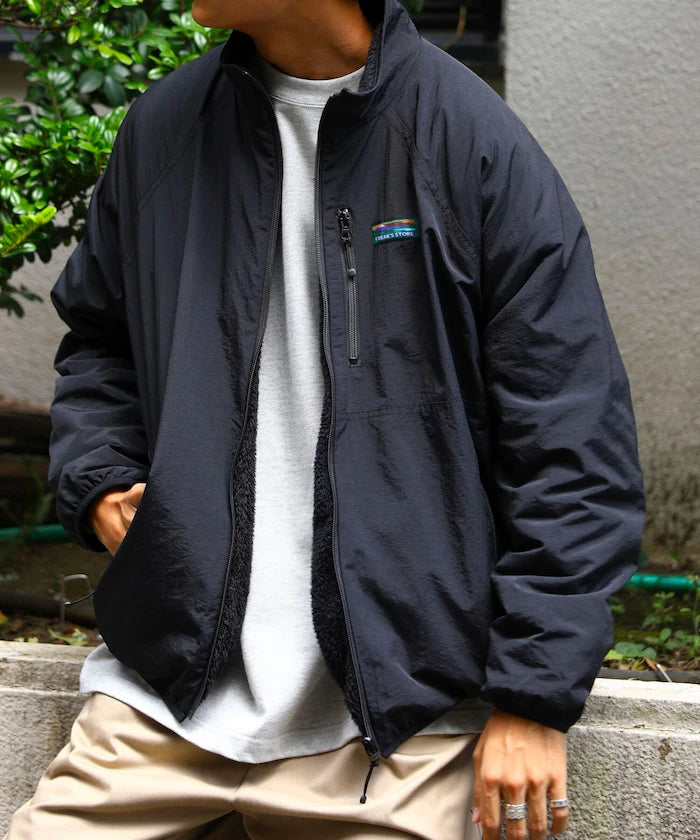 Relaxed Fit Nylon Fleece Reversible Blouson [Limited Release] - Black