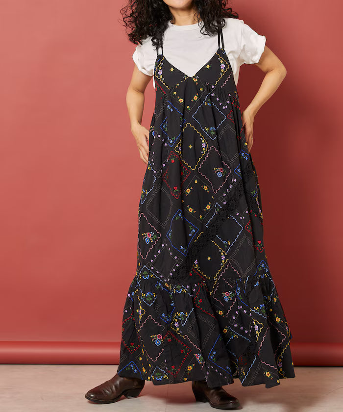 Flower Handkerchief Embroidered Camisole Dress