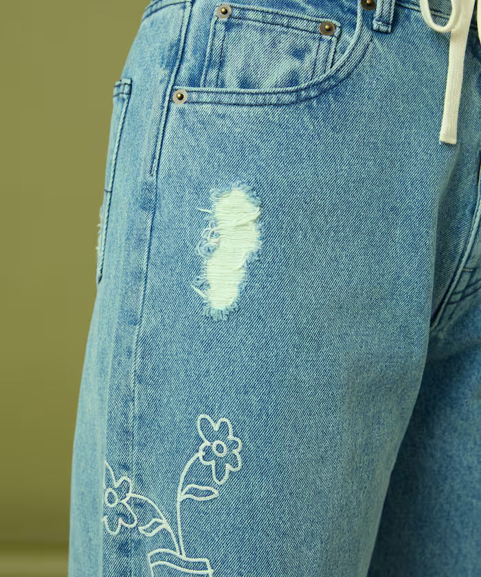 Chain Stitch Wide Denim