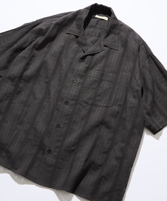 Relaxed Fit Allover Jacquard Open Collar Shirt [Limited Edition] - Charcoal Gray