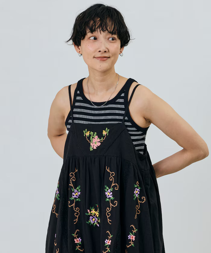 India Flower Cross Stitch Lace Camisole Dress
