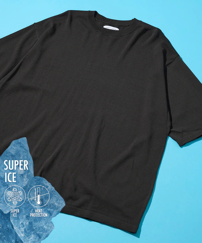 [New Color Added] SUPER ICE / Super Ice Crew Neck Knit T-Shirt / Contact Cooling - Charcoal