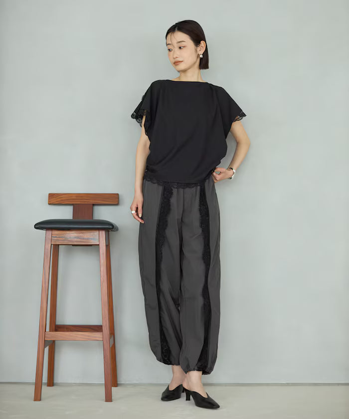 Nylon Lace Easy Wide Pants