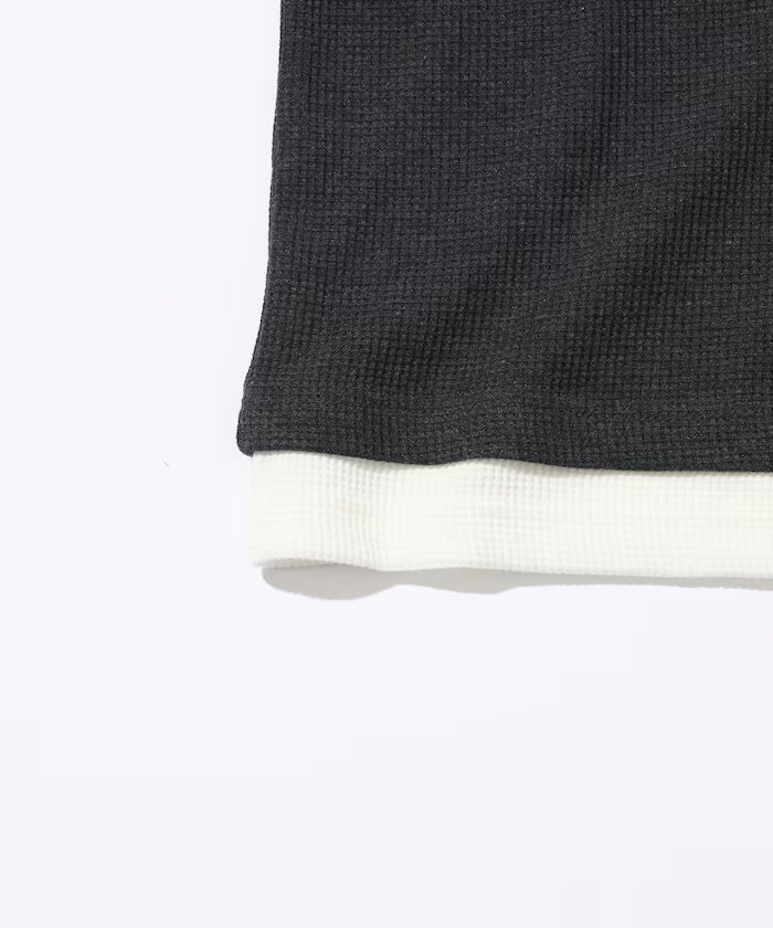 Waffle Fake Layered Henry Neck T-Shirt