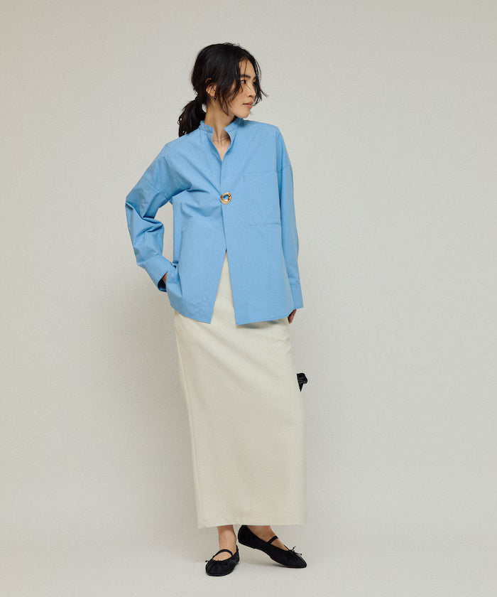 Oversized Long Sleeve Brooch Shirt