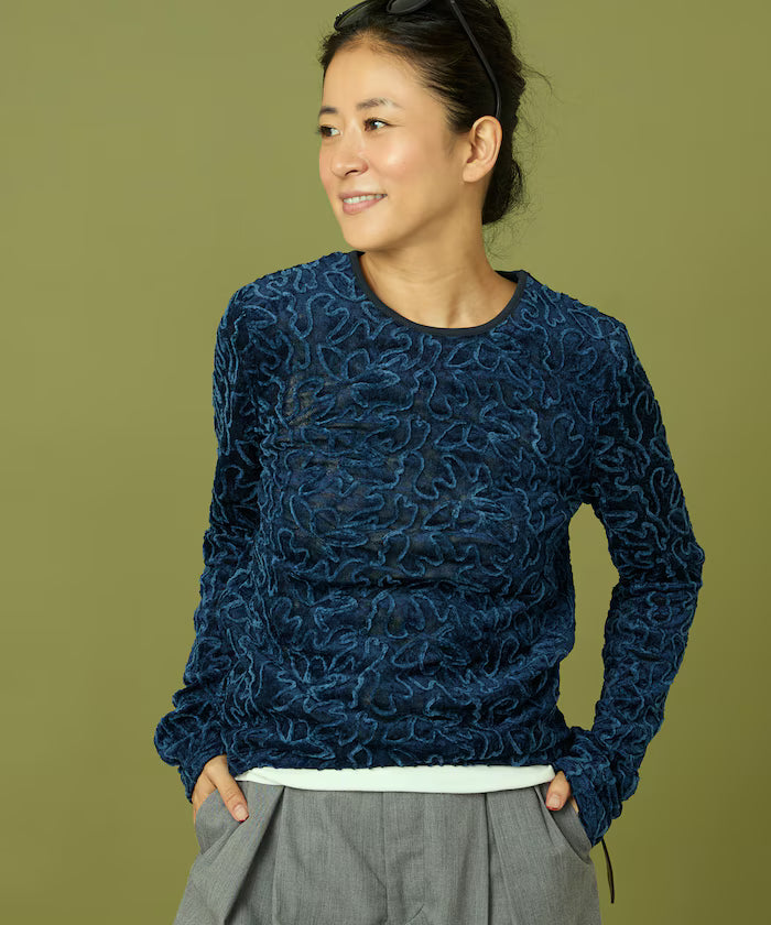 Mesh Velour Top - Blue