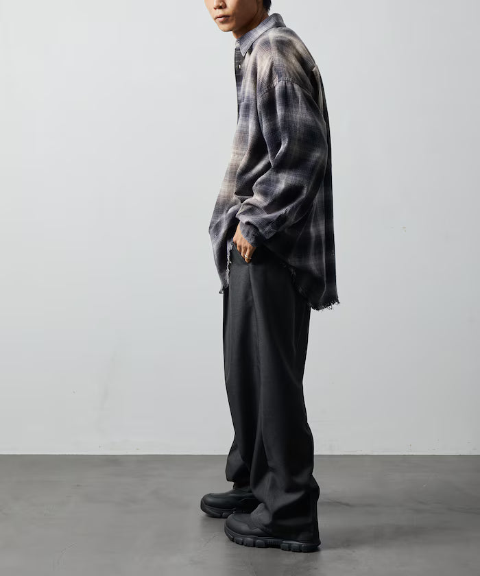 Relax Fit Relaxed Fit Bleached Ombre Check Flannel Shirt [Limited Edition]
