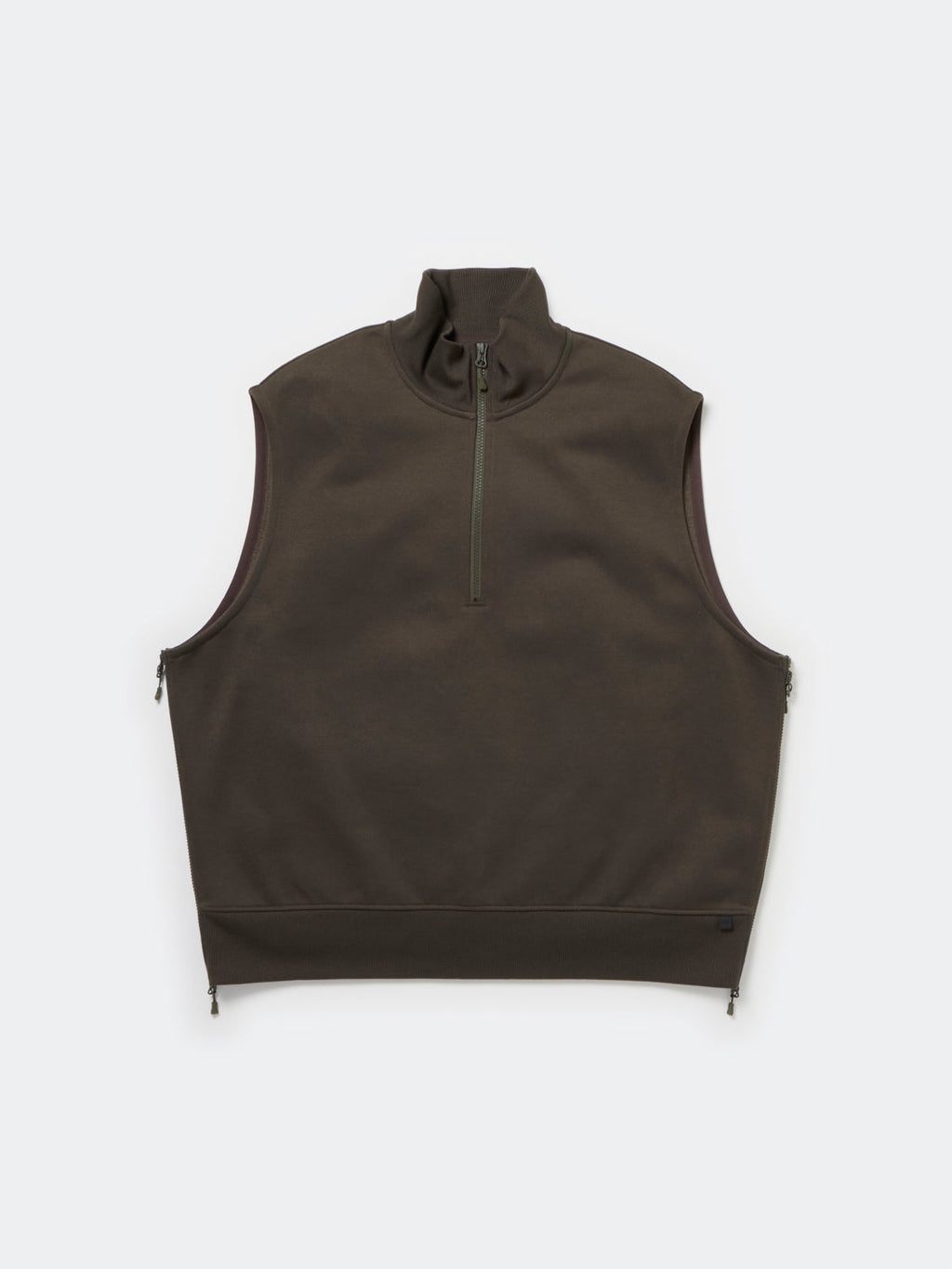 TECH SWEAT ZIP VEST PULLOVER - BROWNKHAKI