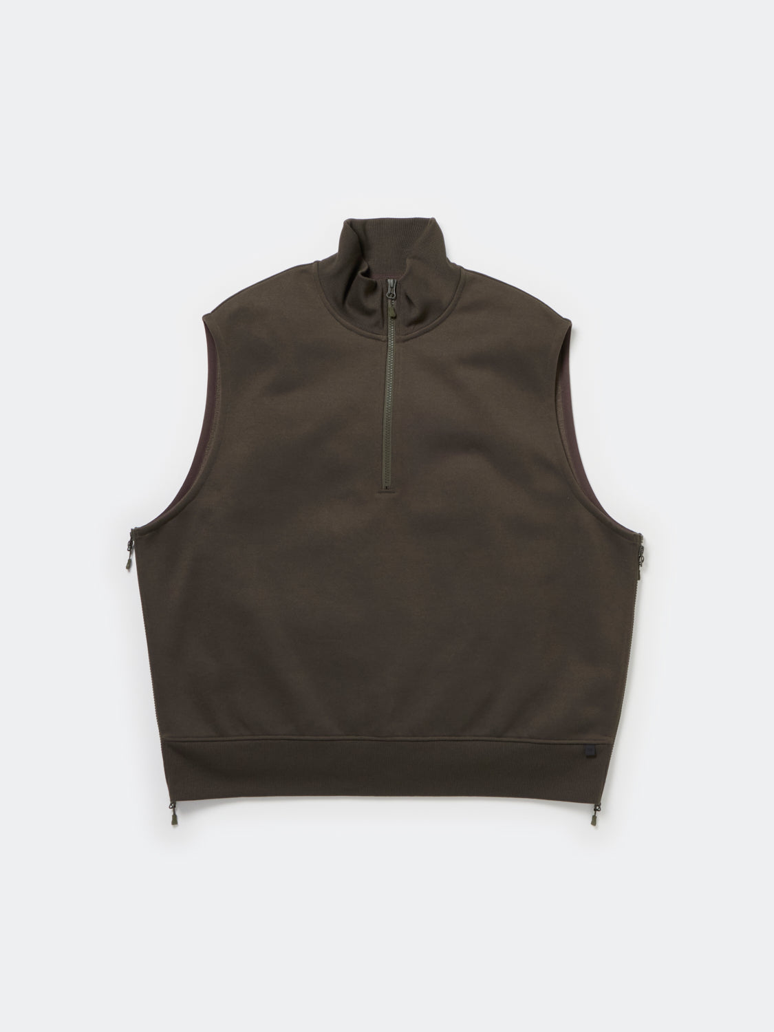 TECH SWEAT ZIP VEST PULLOVER - BROWNKHAKI