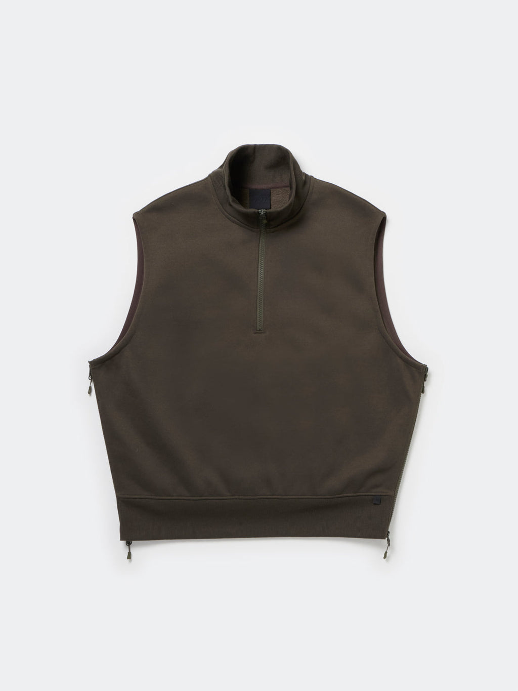 W's TECH SWEAT ZIP VEST PULLOVER - BROWNKHAKI