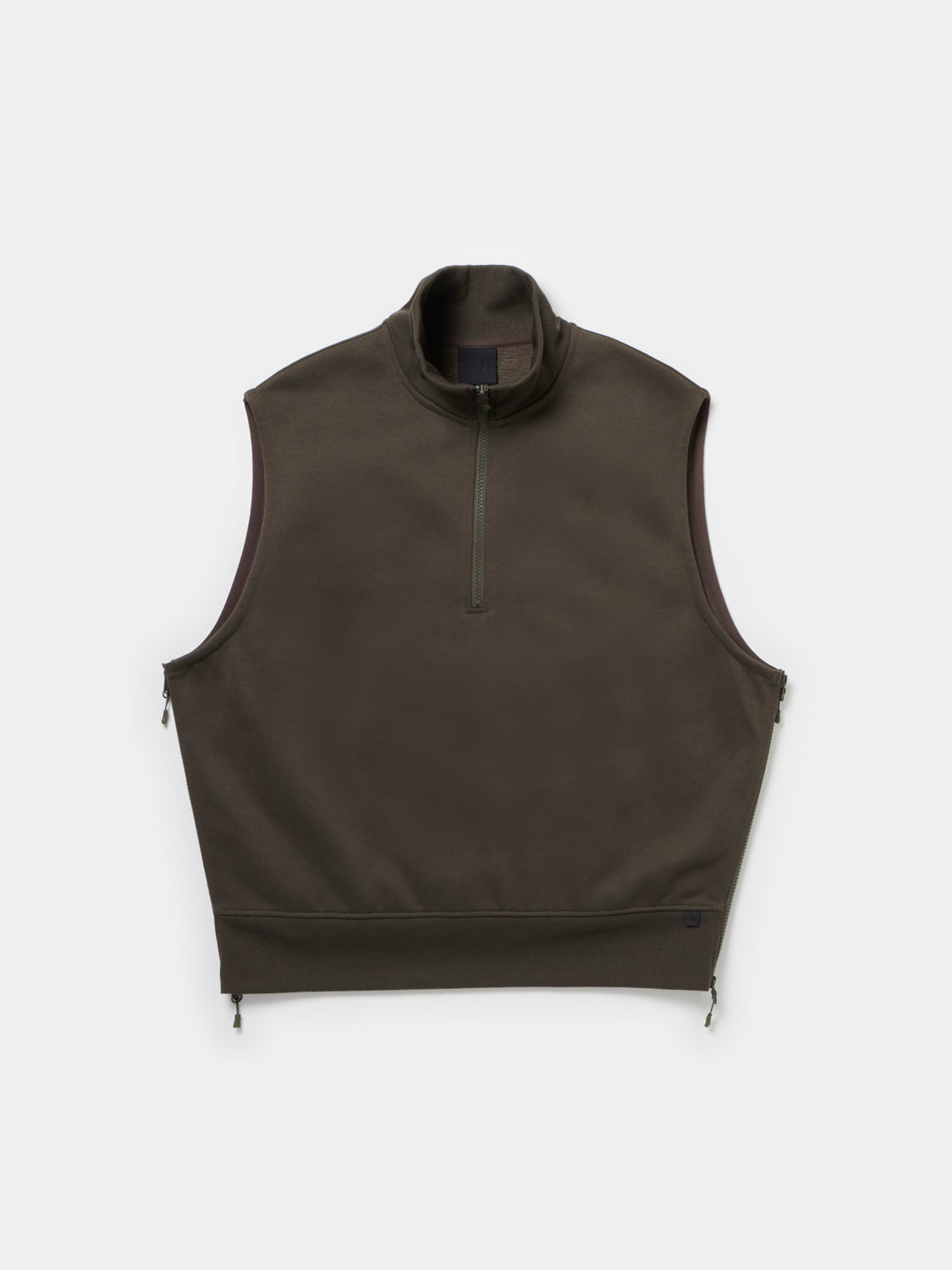W's TECH SWEAT ZIP VEST PULLOVER - BROWNKHAKI