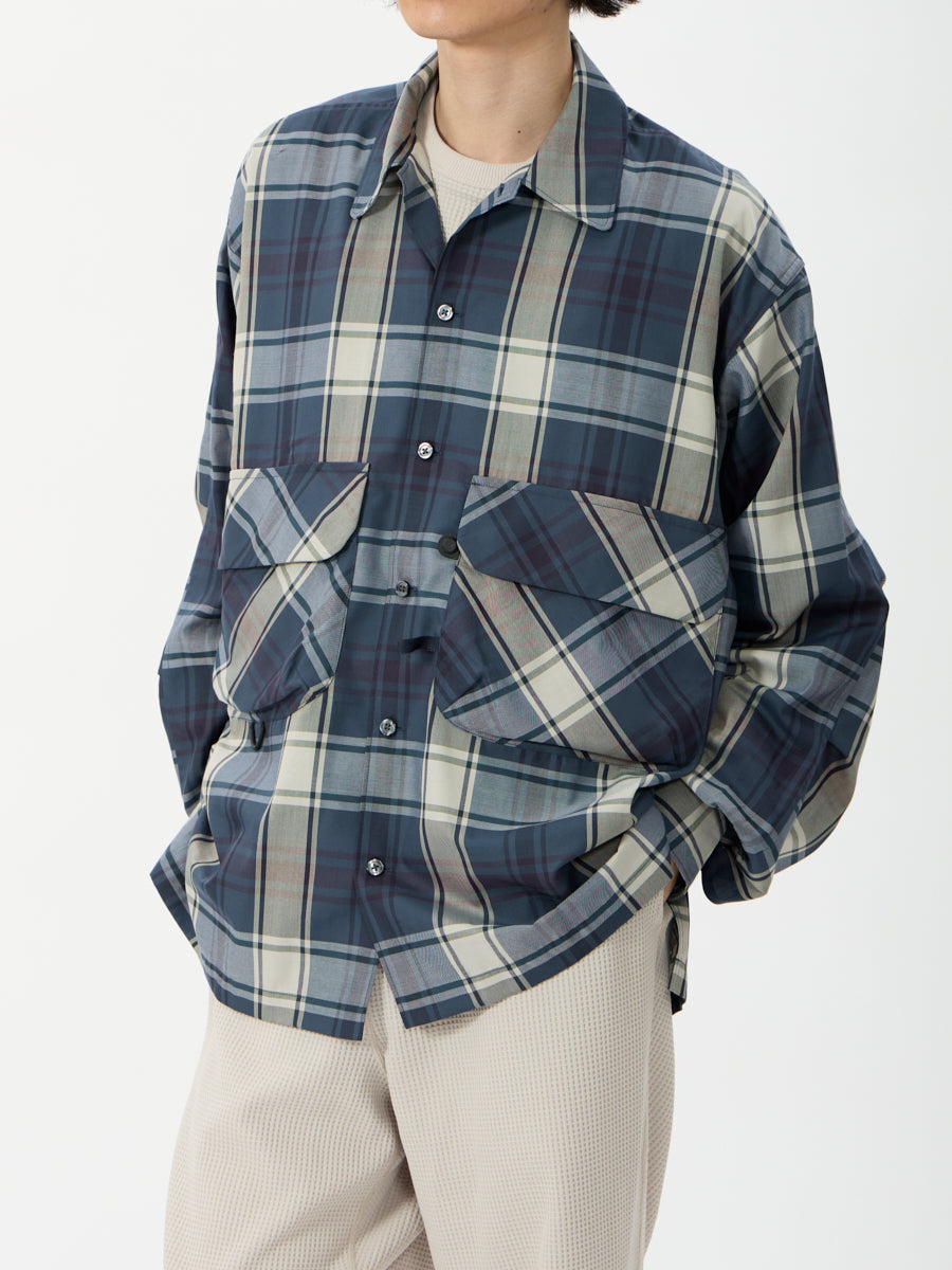 TECH SPORTS OPEN COLLAR SHIRT L/S BIG TARTAN