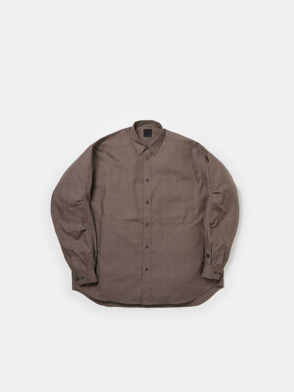 TECH REGULAR COLLAR SHIRT L/S GLEN CHECK - BROWNKHAKI