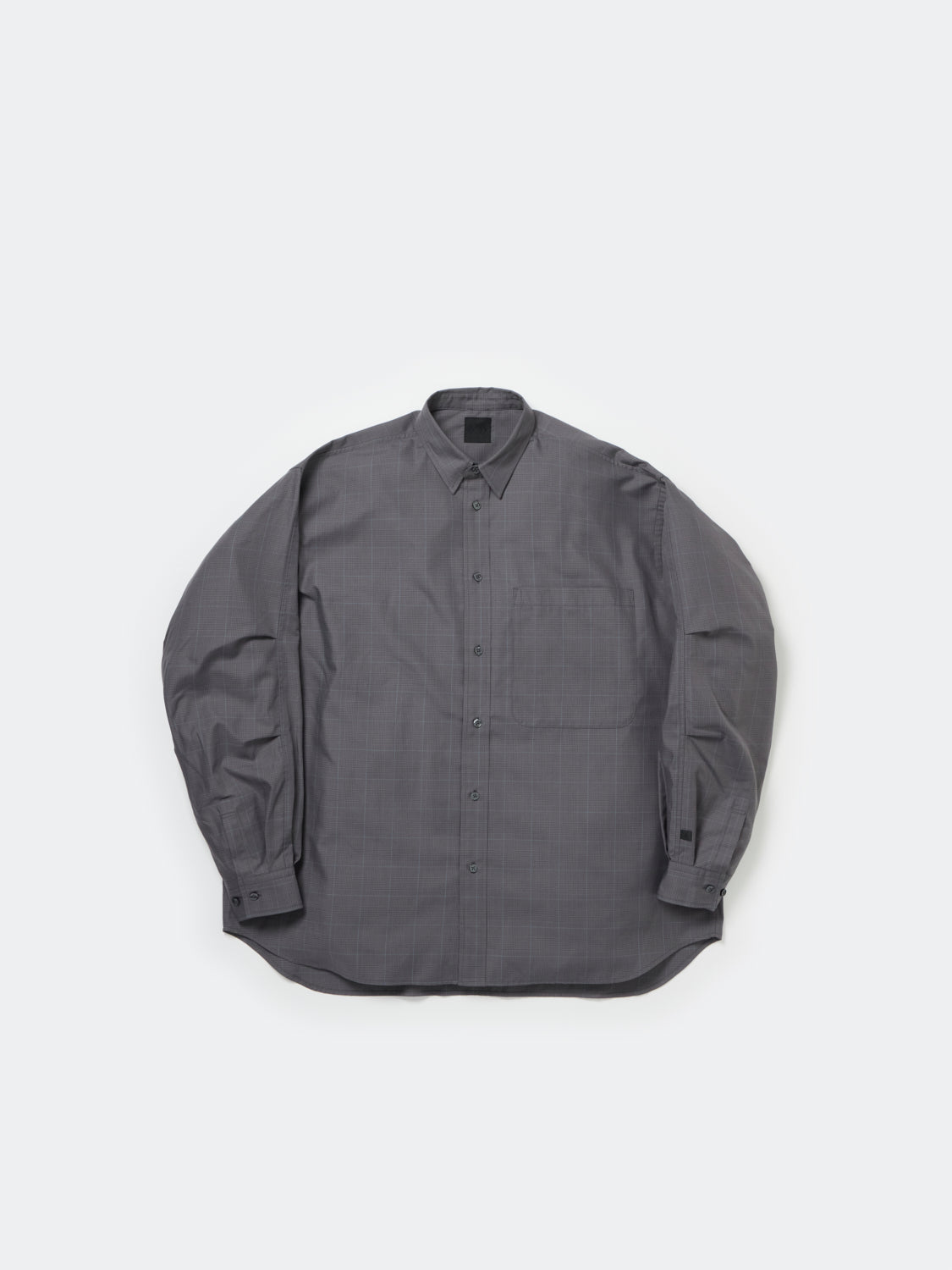 TECH REGULAR COLLAR SHIRT L/S GLEN CHECK - GRAY