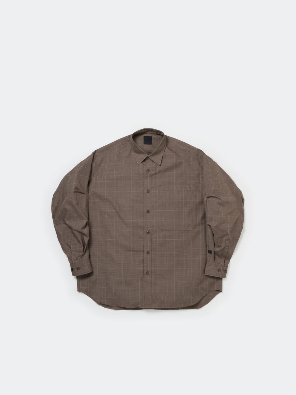 W's TECH REGULAR COLLAR SHIRT L/S GLEN CHECK - BROWNKHAKI