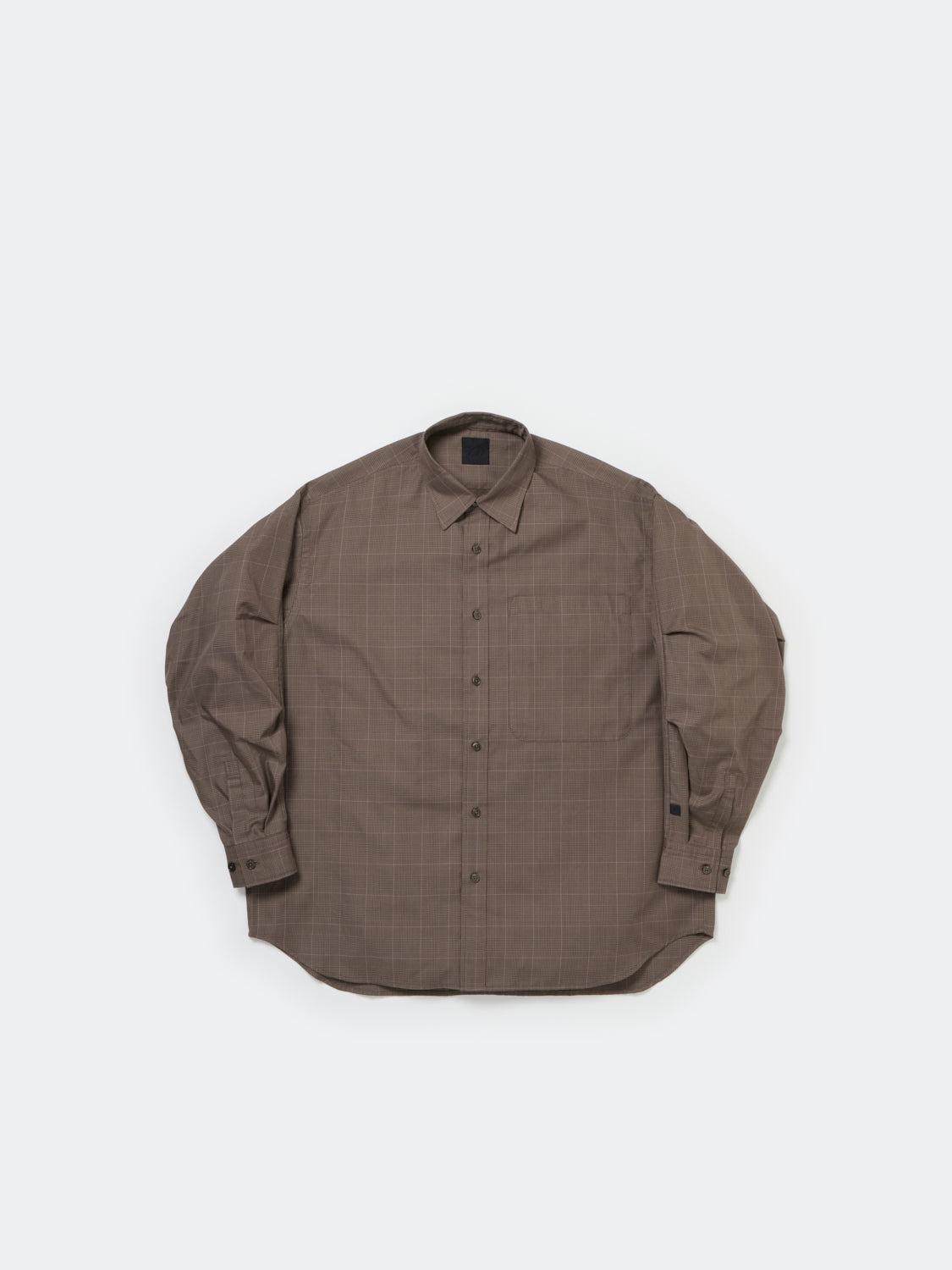 W's TECH REGULAR COLLAR SHIRT L/S GLEN CHECK - BROWNKHAKI