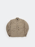 W's TECH SPORTS OPEN COLLAR SHIRT L/S GREN PLAID - BROWN GRAY