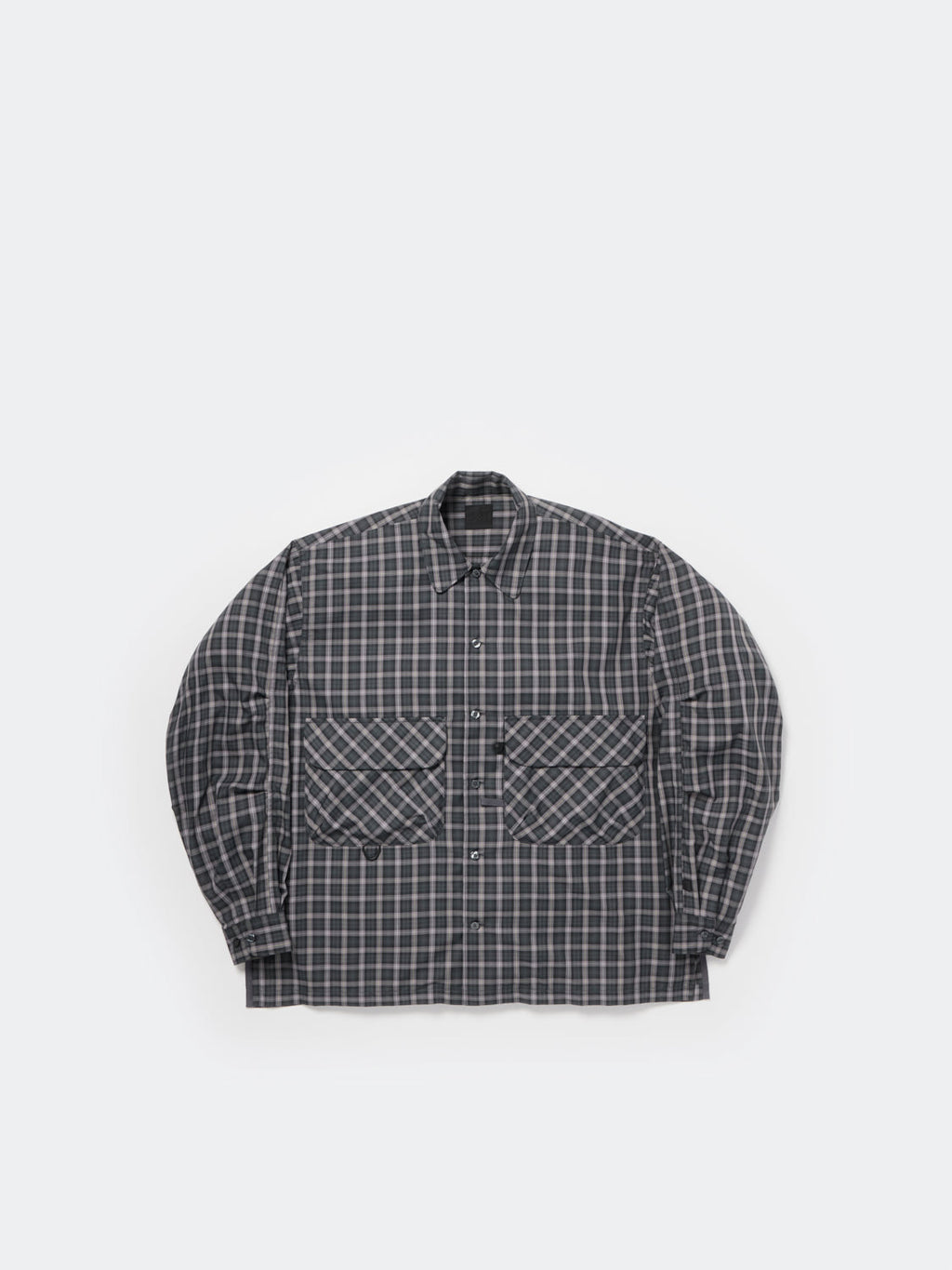 W's TECH SPORTS OPEN COLLAR SHIRT L/S GREN PLAID - CHARCOAL